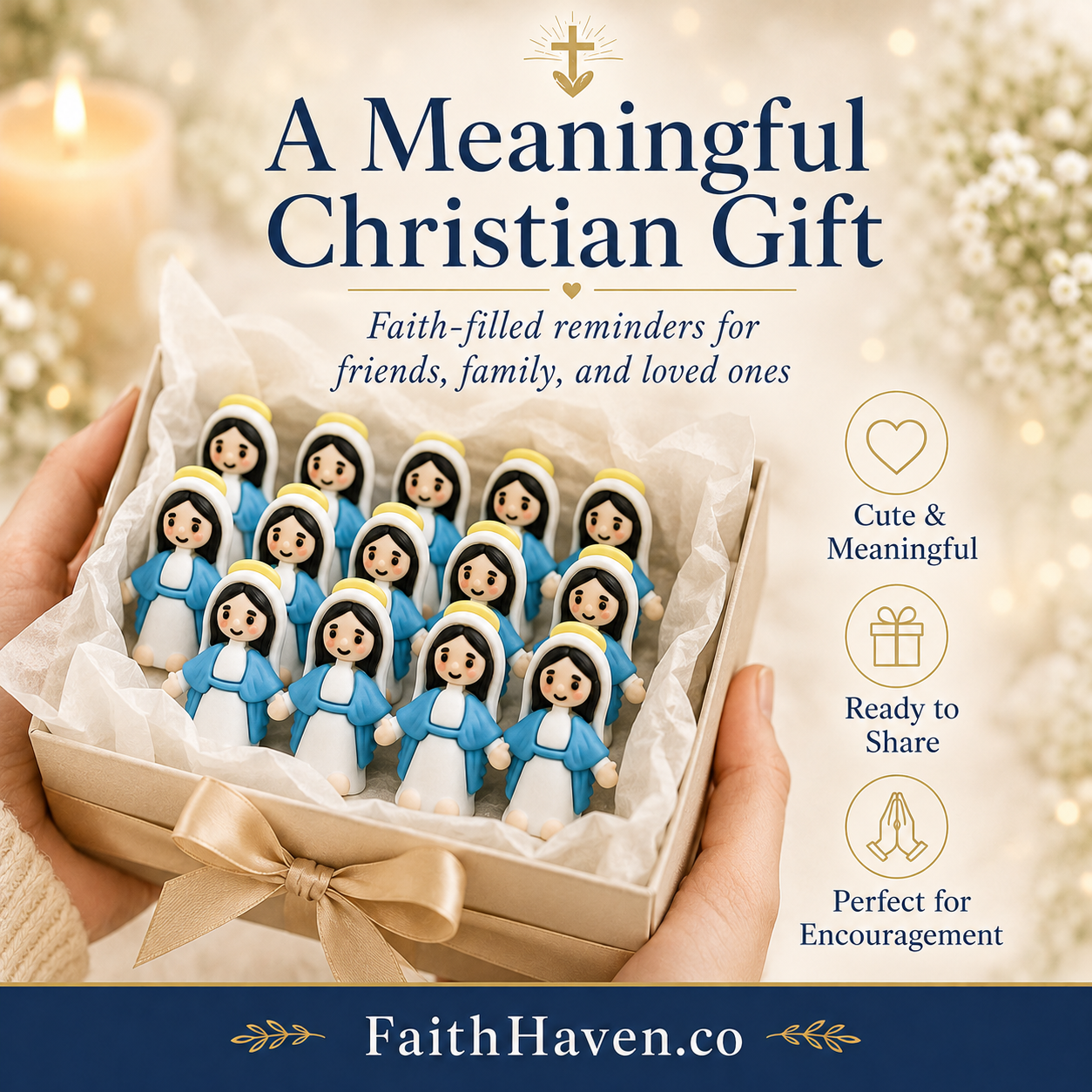 Mini Virgin Mary figures presented as a meaningful Catholic gift