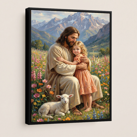 Jesus Hugging Child — Christian Canvas Wall Art