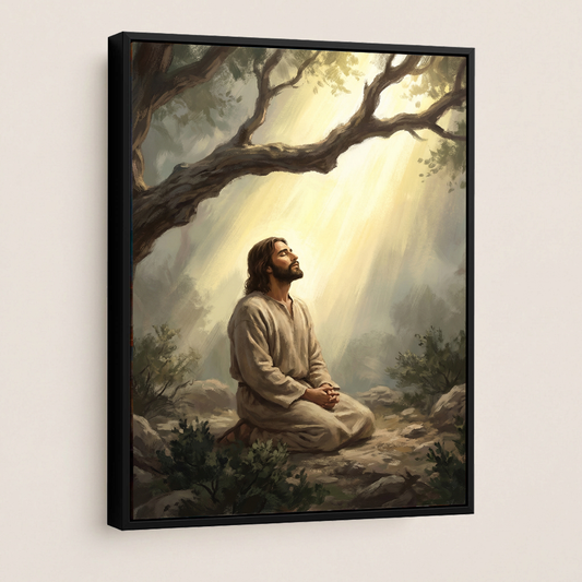 Jesus Kneeling in Prayer — Christian Canvas Wall Art