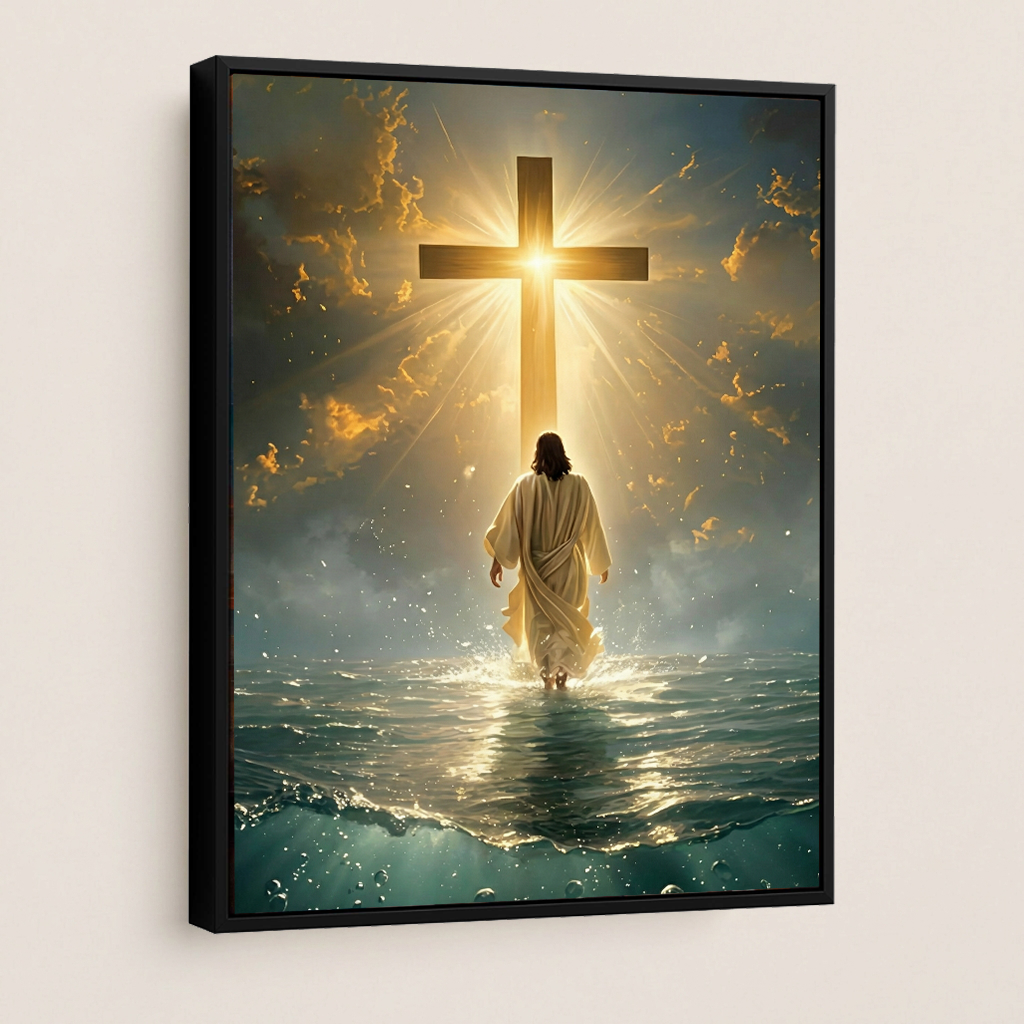 Jesus Walking Toward the Cross — Christian Canvas Wall Art