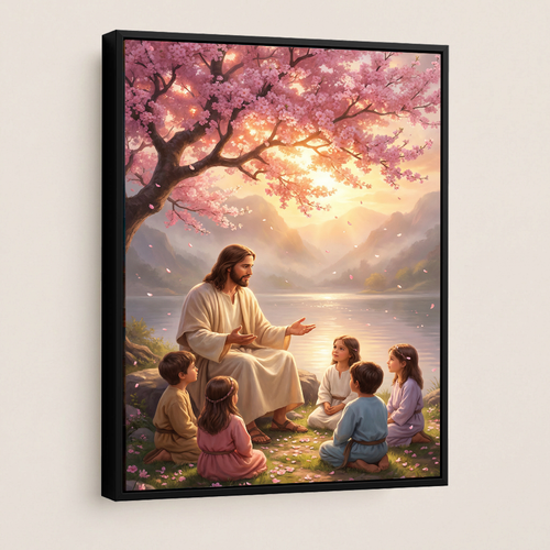 Jesus Teaching Children — Christian Canvas Wall Art