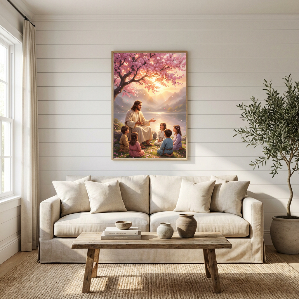 Jesus Teaching Children — Christian Canvas Wall Art