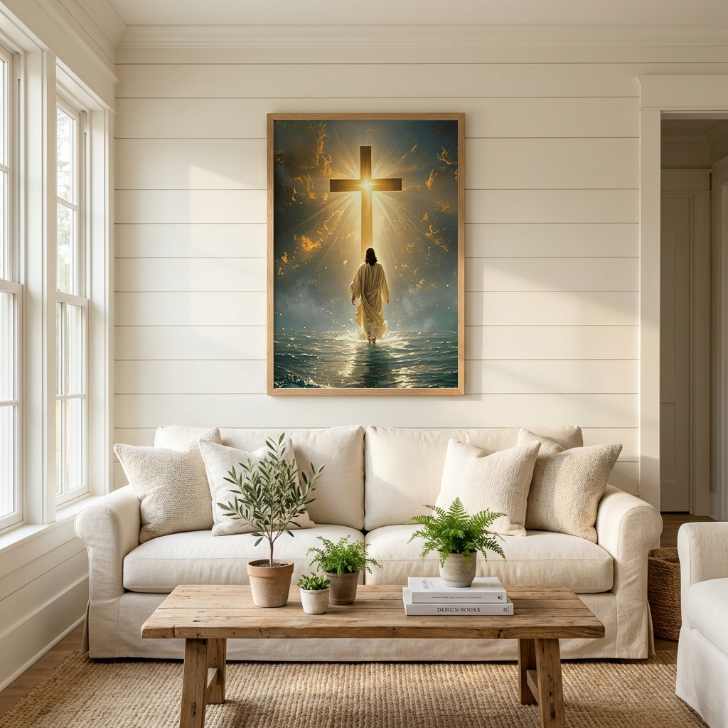 Jesus Walking Toward the Cross — Christian Canvas Wall Art