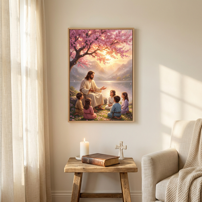 Jesus Teaching Children — Christian Canvas Wall Art