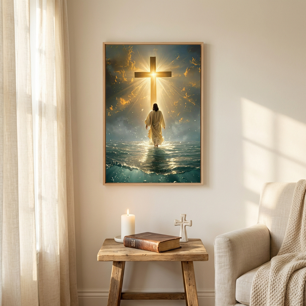 Jesus Walking Toward the Cross — Christian Canvas Wall Art