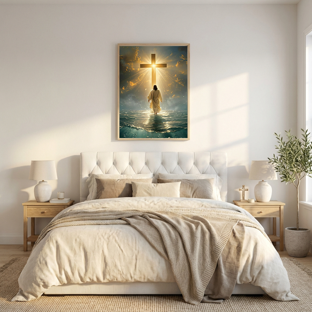 Jesus Walking Toward the Cross — Christian Canvas Wall Art