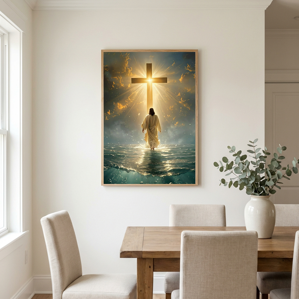 Jesus Walking Toward the Cross — Christian Canvas Wall Art