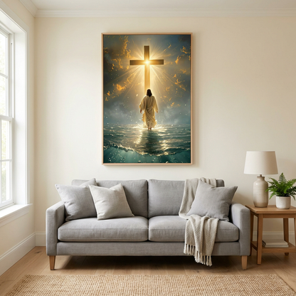Jesus Walking Toward the Cross — Christian Canvas Wall Art