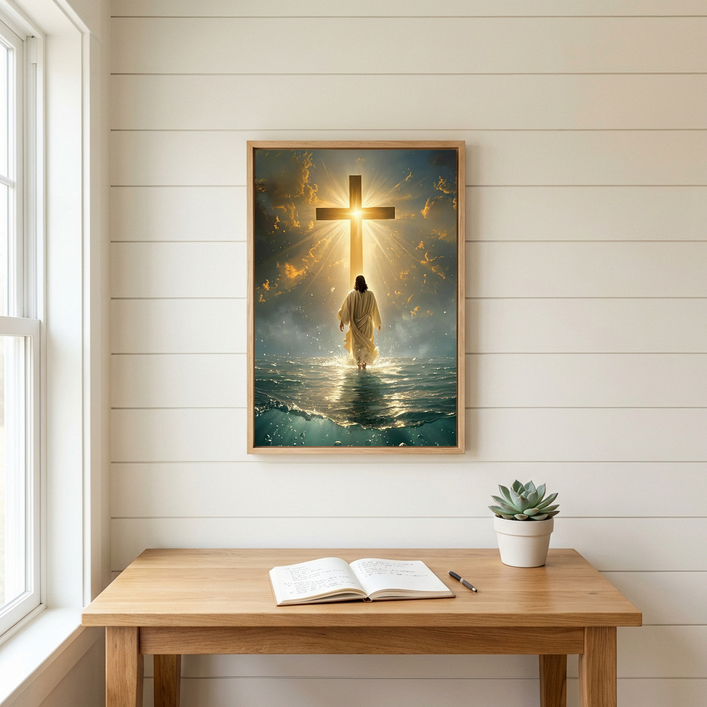 Jesus Walking Toward the Cross — Christian Canvas Wall Art