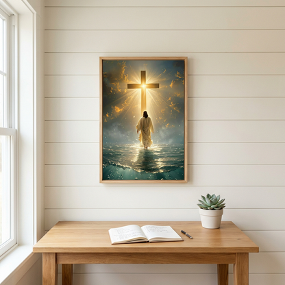 Jesus Walking Toward the Cross — Christian Canvas Wall Art