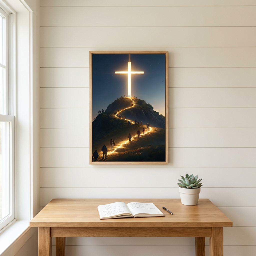 Path to the Radiant Cross — Christian Canvas Wall Art