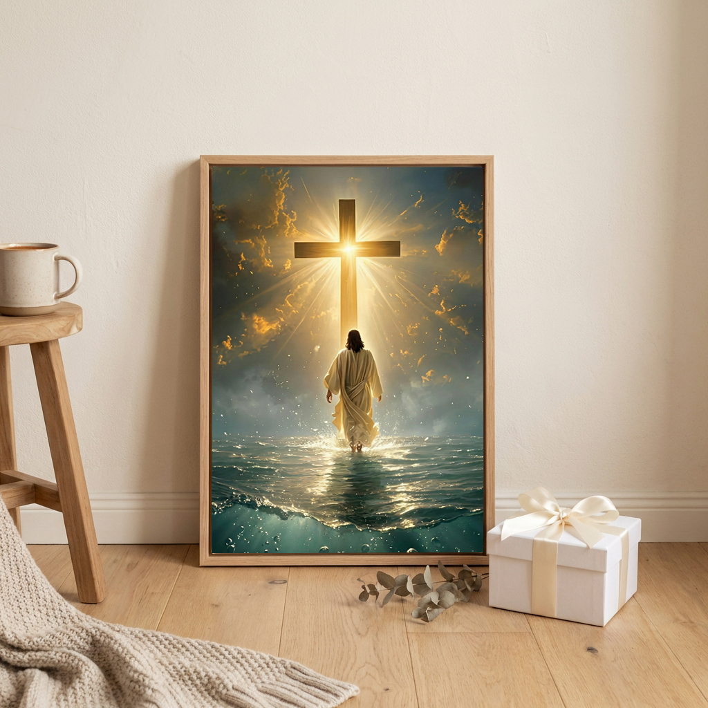 Jesus Walking Toward the Cross — Christian Canvas Wall Art
