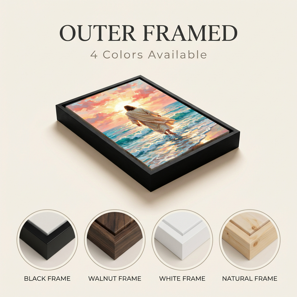 Jesus Walks On The Beach — Christian Canvas Wall Art