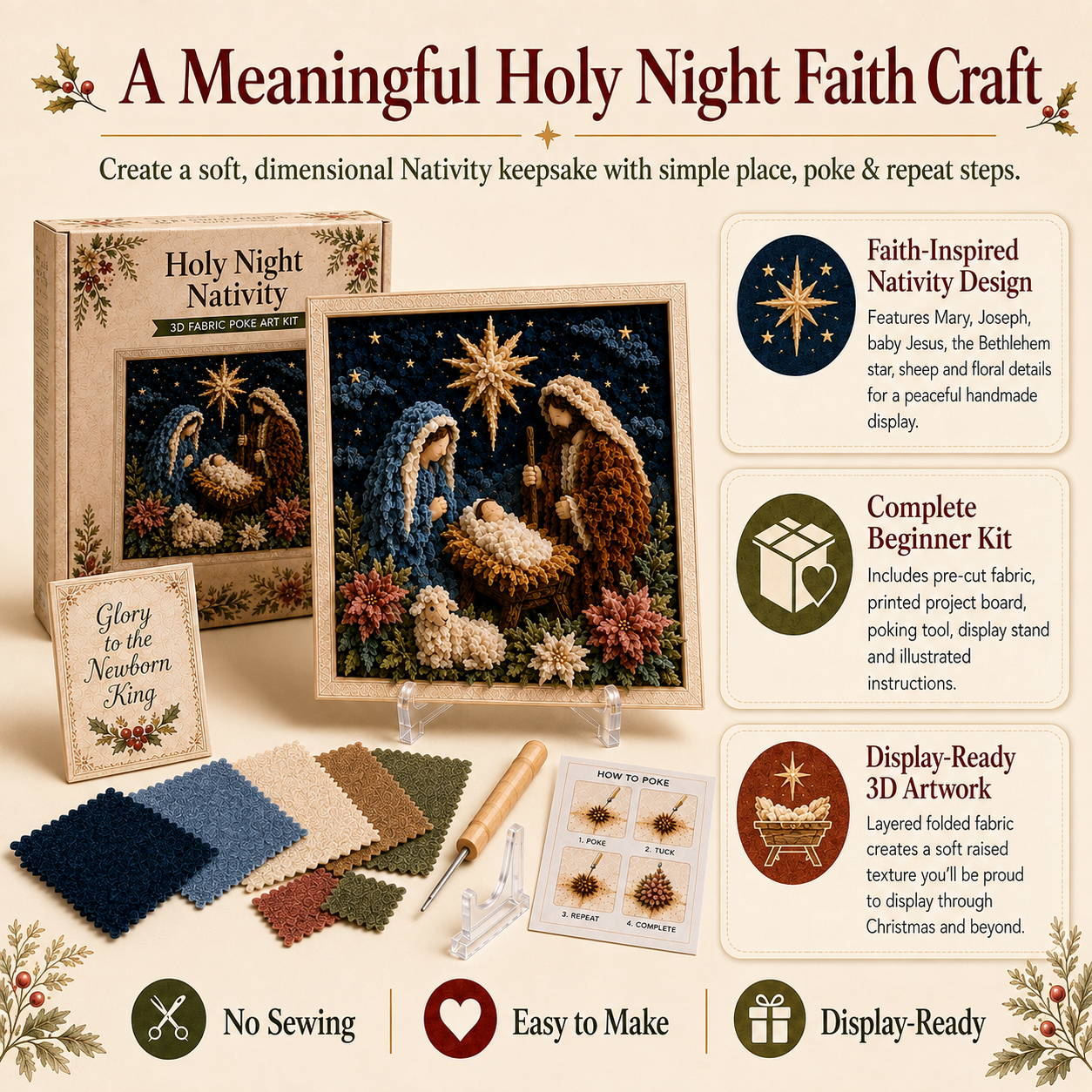 3D Christian Fabric Poke Art Kit