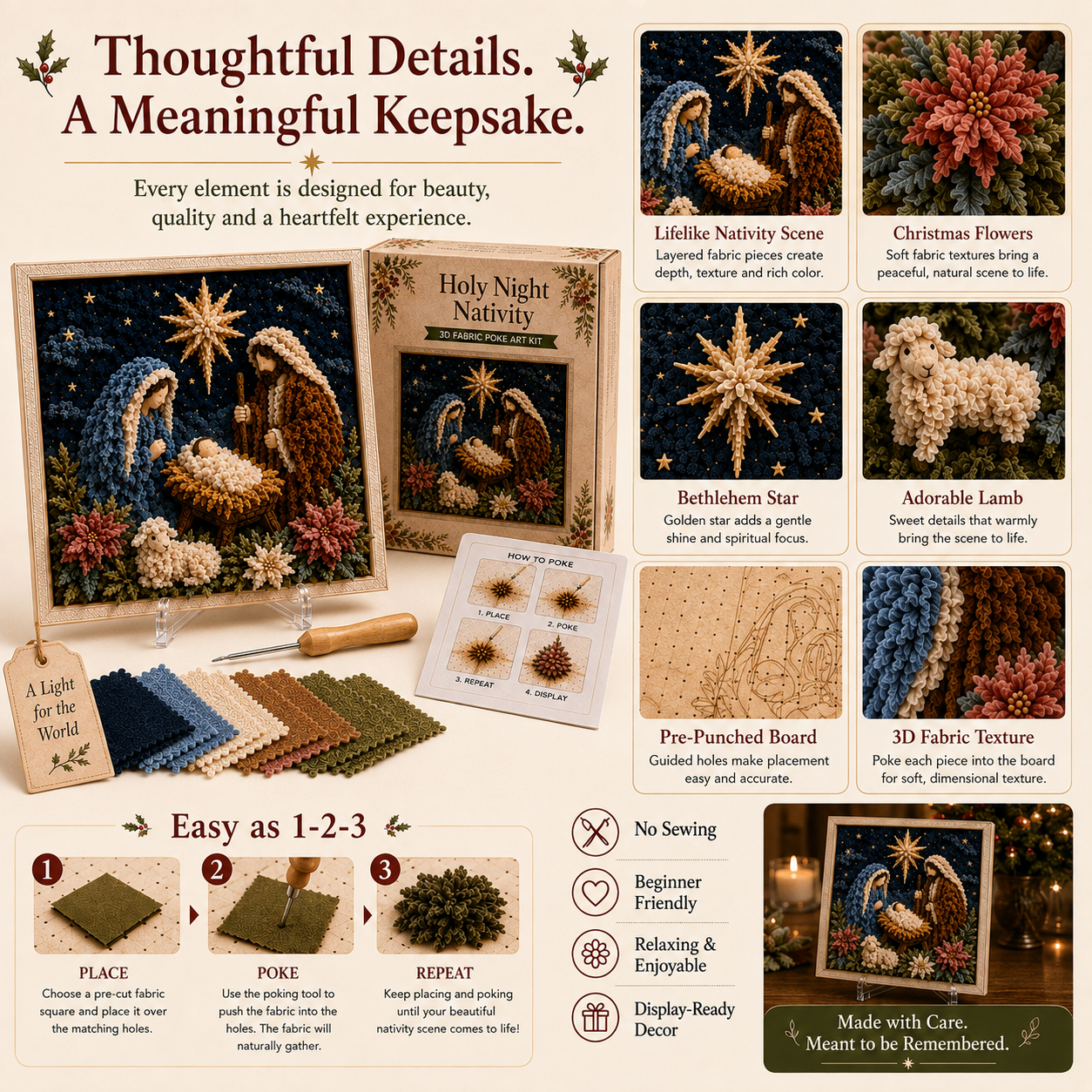 3D Christian Fabric Poke Art Kit