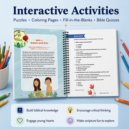 Bible Study Workbook for Kids – 52 Lessons & Activities
