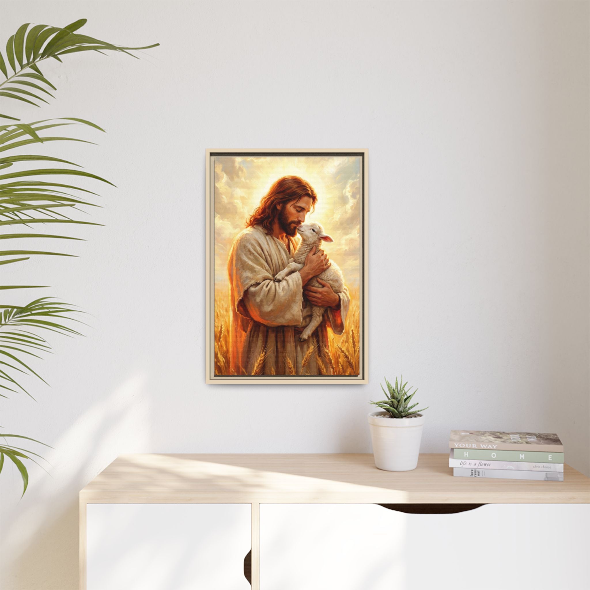 Jesus Holding Lost Lamb — Christian Canvas Wall Art