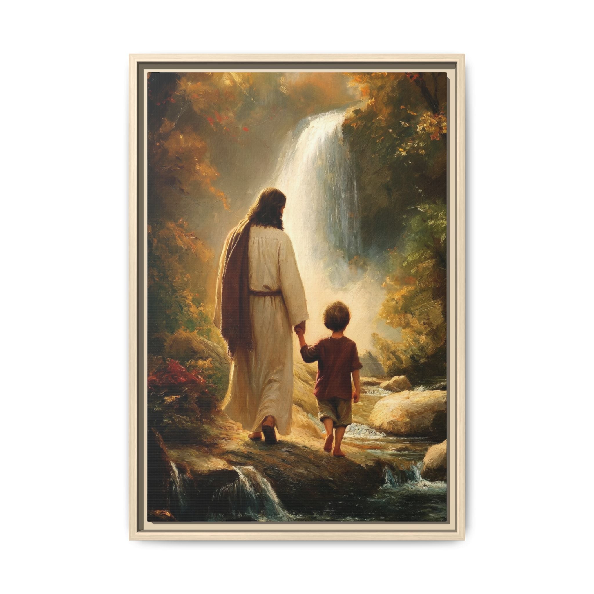Jesus Walking with Child — Christian Canvas Wall Art