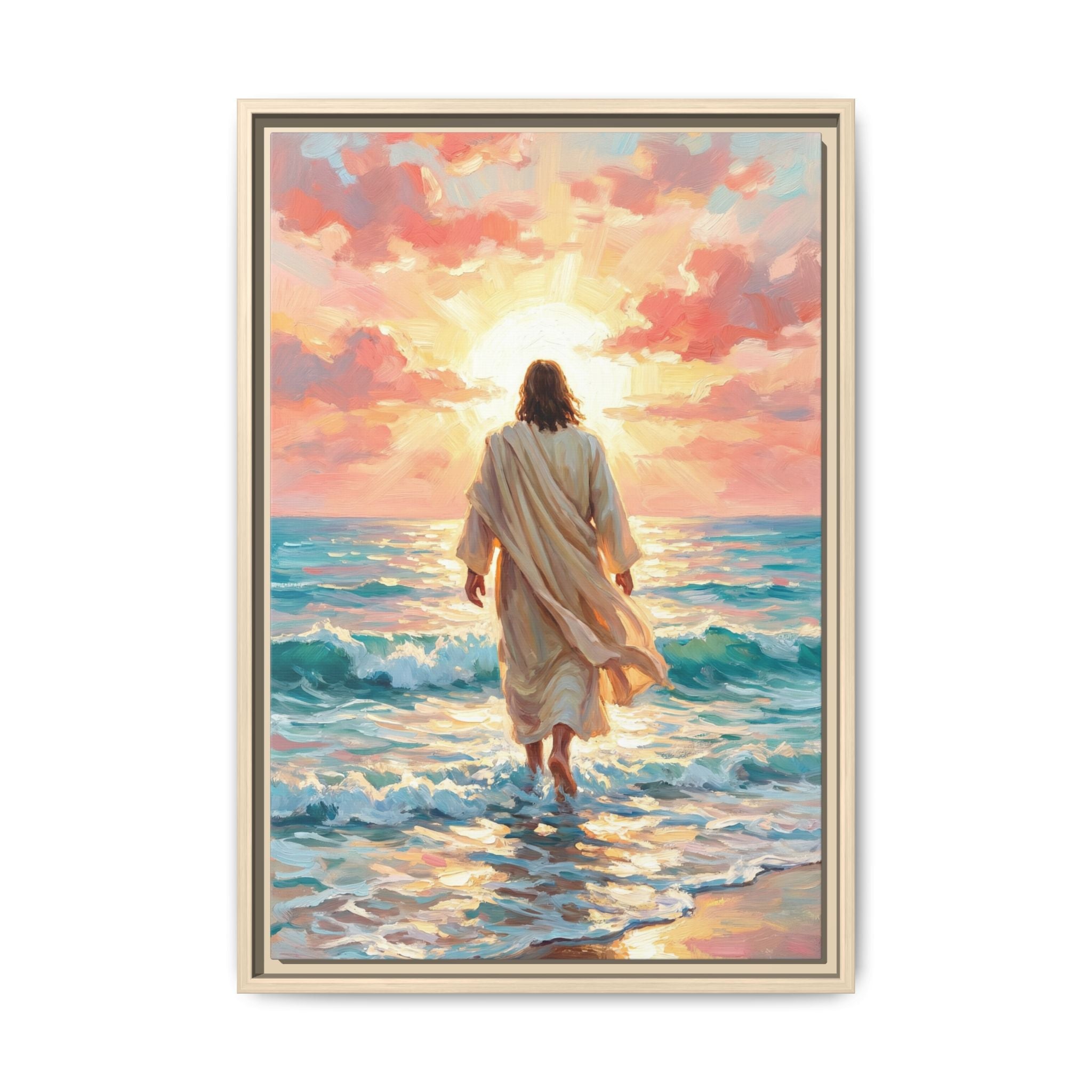 Jesus Walks On The Beach — Christian Canvas Wall Art