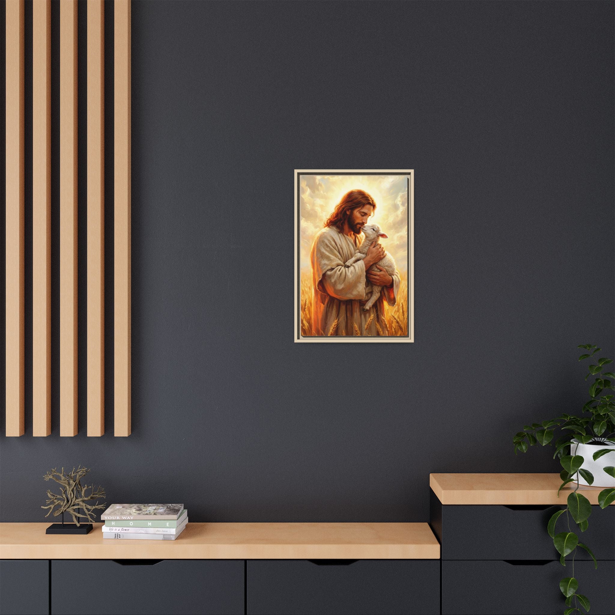 Jesus Holding Lost Lamb — Christian Canvas Wall Art