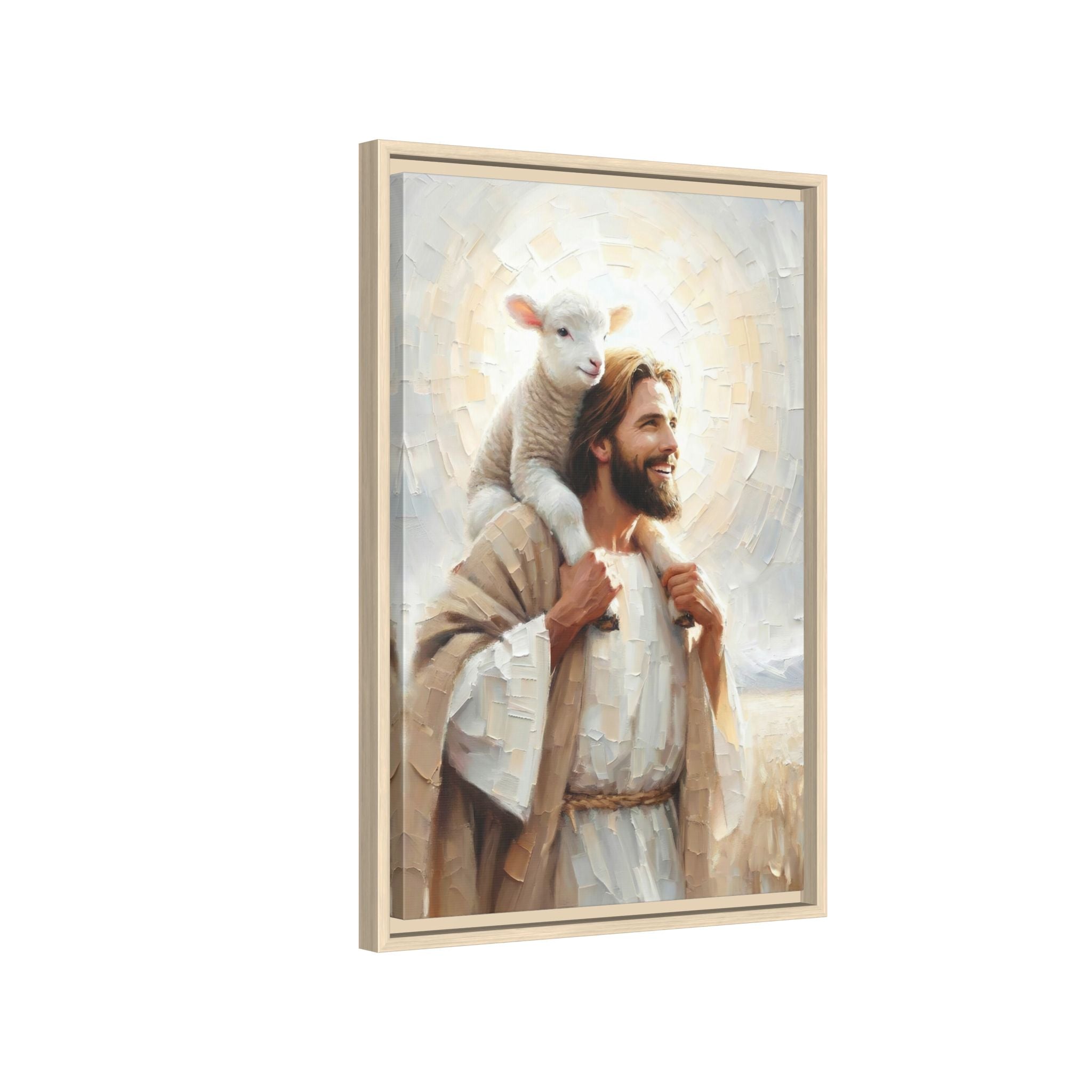Jesus Carrying the Lost Lamb — Christian Canvas Wall Art