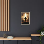 Jesus and Glowing Cross — Christian Canvas Wall Art