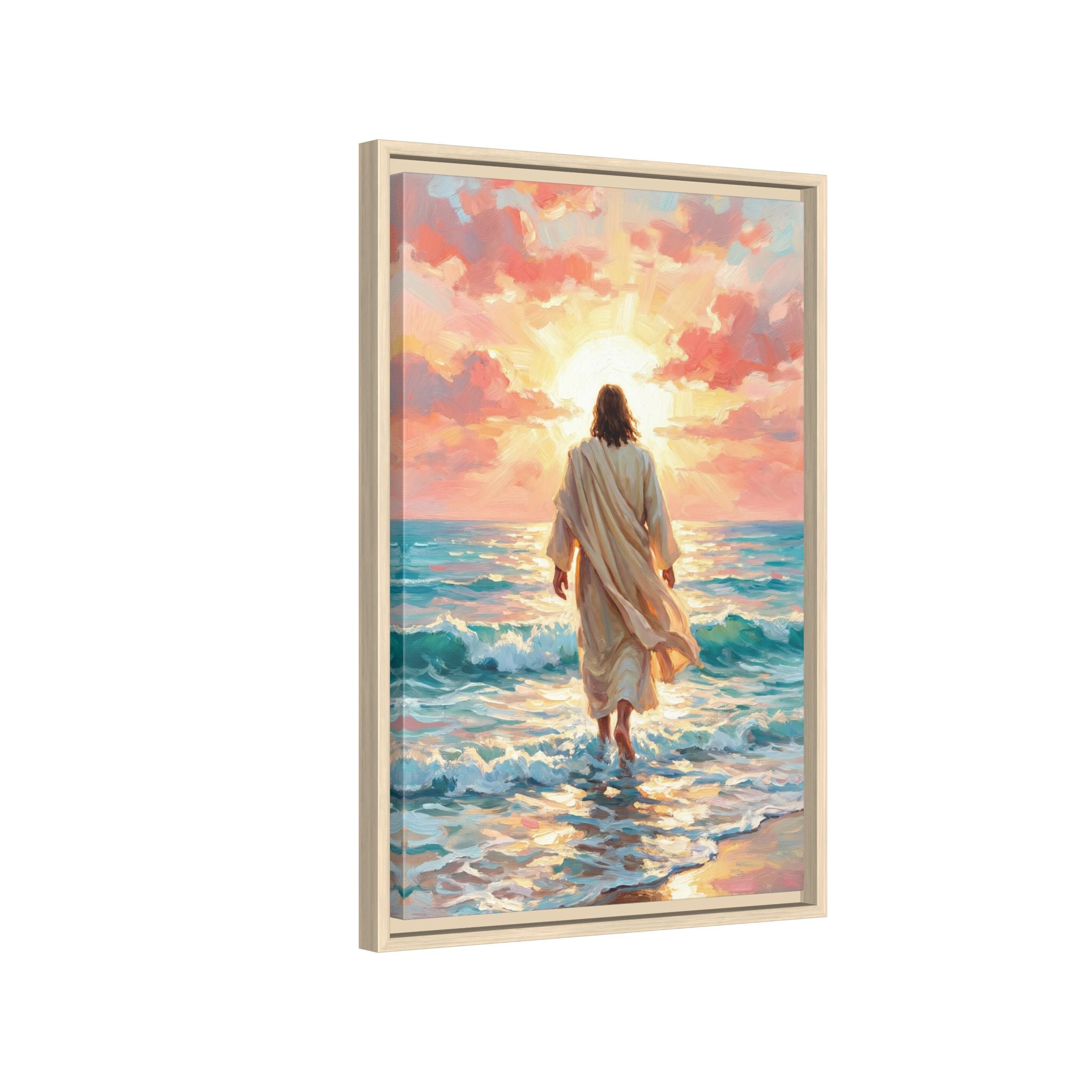 Jesus Walks On The Beach — Christian Canvas Wall Art