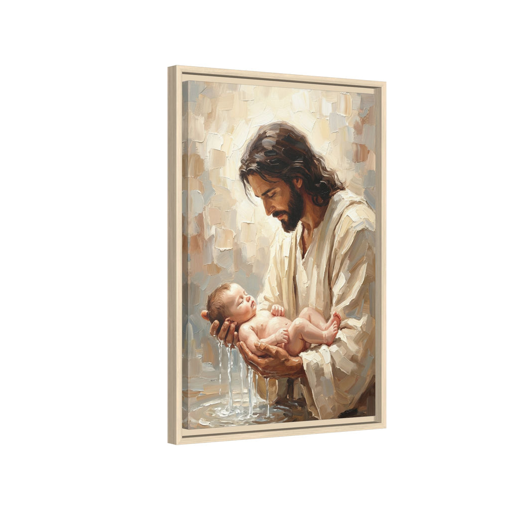 Jesus Baptizing Infant Child — Christian Canvas Wall Art