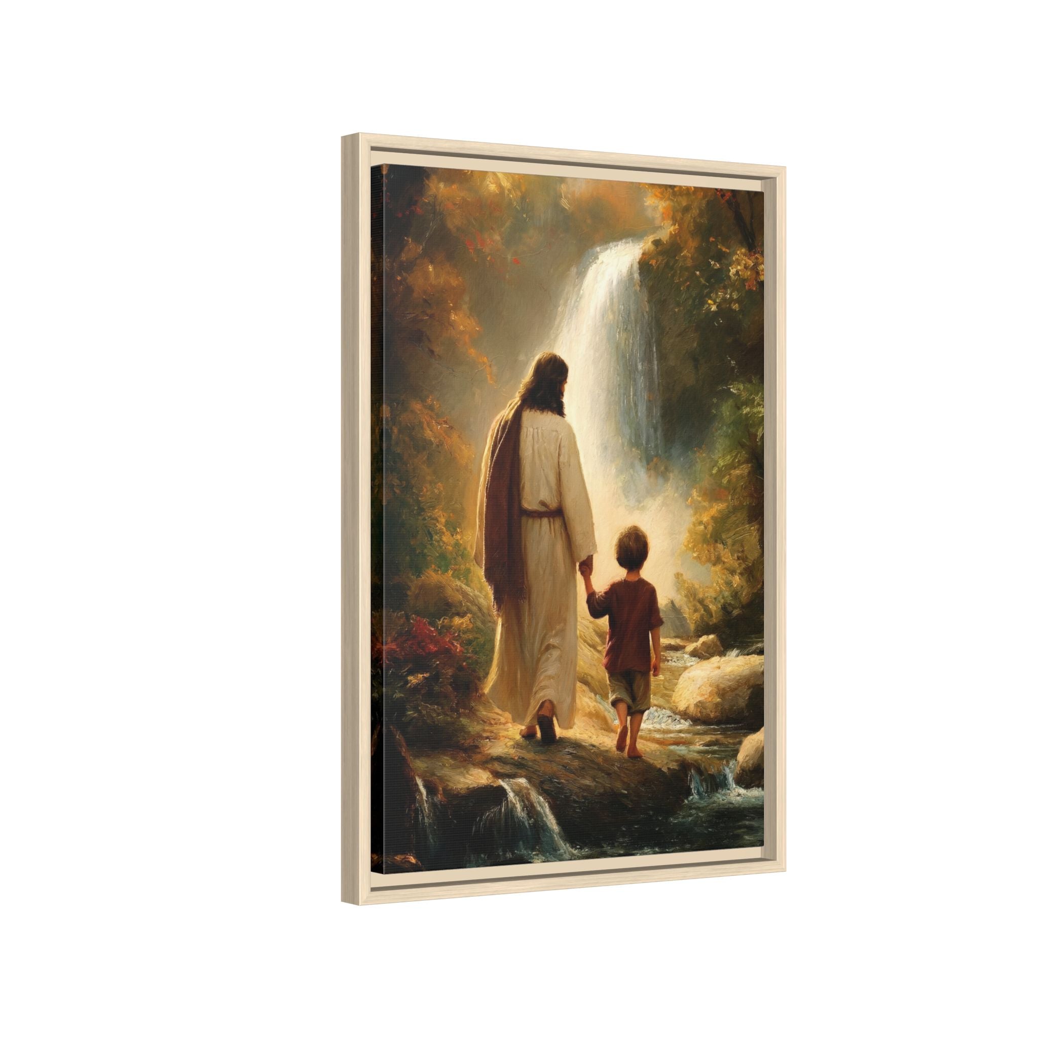 Jesus Walking with Child — Christian Canvas Wall Art