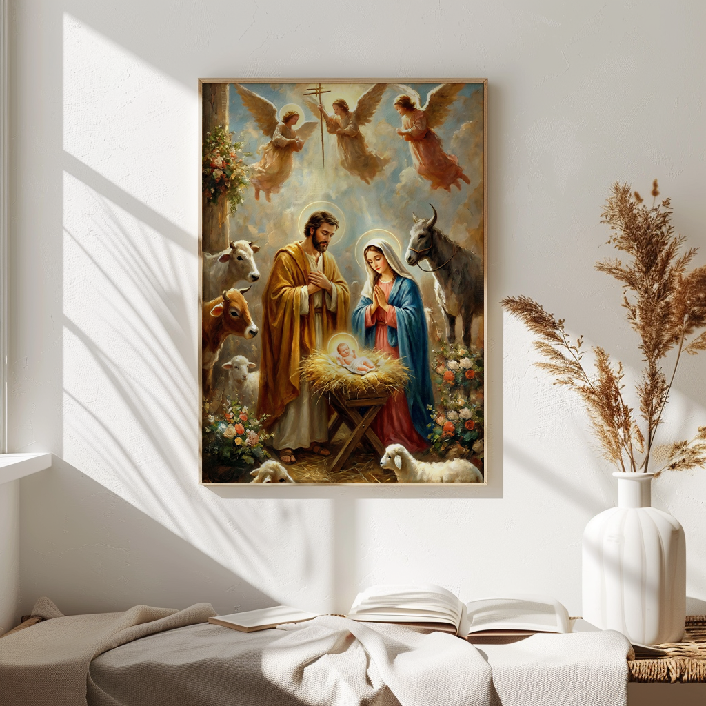 Nativity Scene Holy Family — Christian Canvas Wall Art