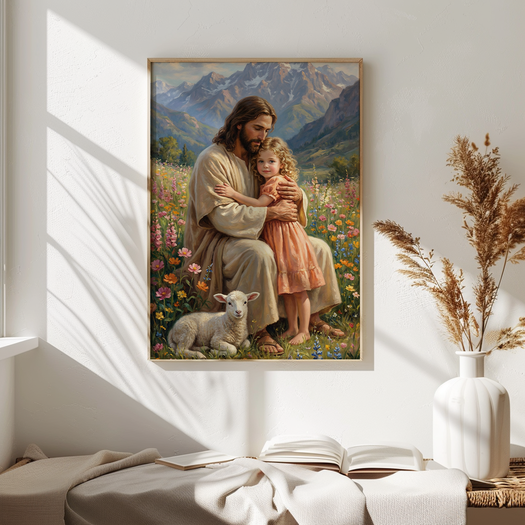 Jesus Hugging Child — Christian Canvas Wall Art