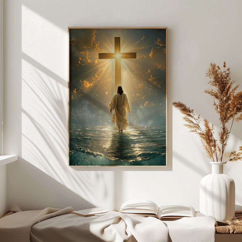 Jesus Walking Toward the Cross — Christian Canvas Wall Art