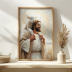 Jesus Carrying the Lost Lamb — Christian Canvas Wall Art
