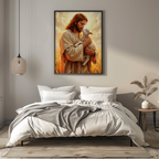 Jesus Holding Lost Lamb — Christian Canvas Wall Art