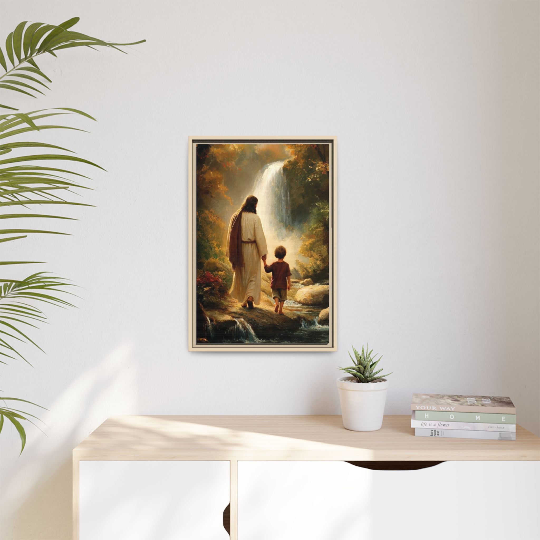 Jesus Walking with Child — Christian Canvas Wall Art
