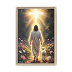 Jesus and Lamb Walking to Cross — Christian Canvas Wall Art