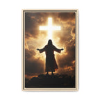 Jesus and Glowing Cross — Christian Canvas Wall Art