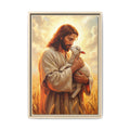 Jesus Holding Lost Lamb — Christian Canvas Wall Art