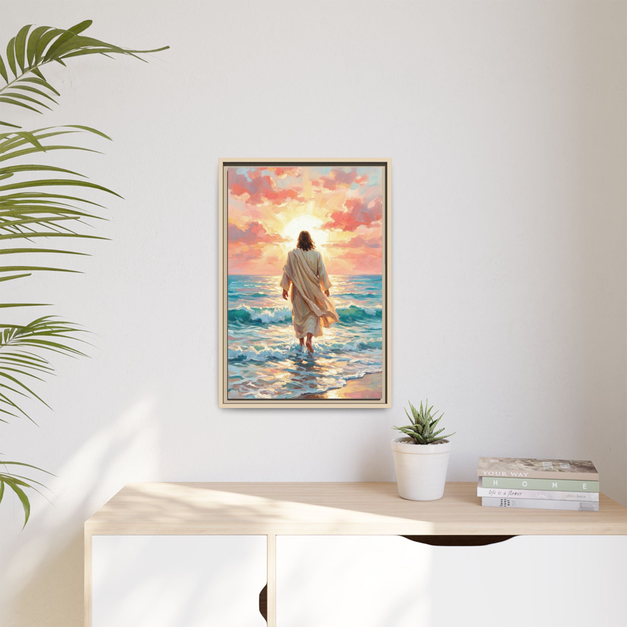 Jesus Walks On The Beach — Christian Canvas Wall Art