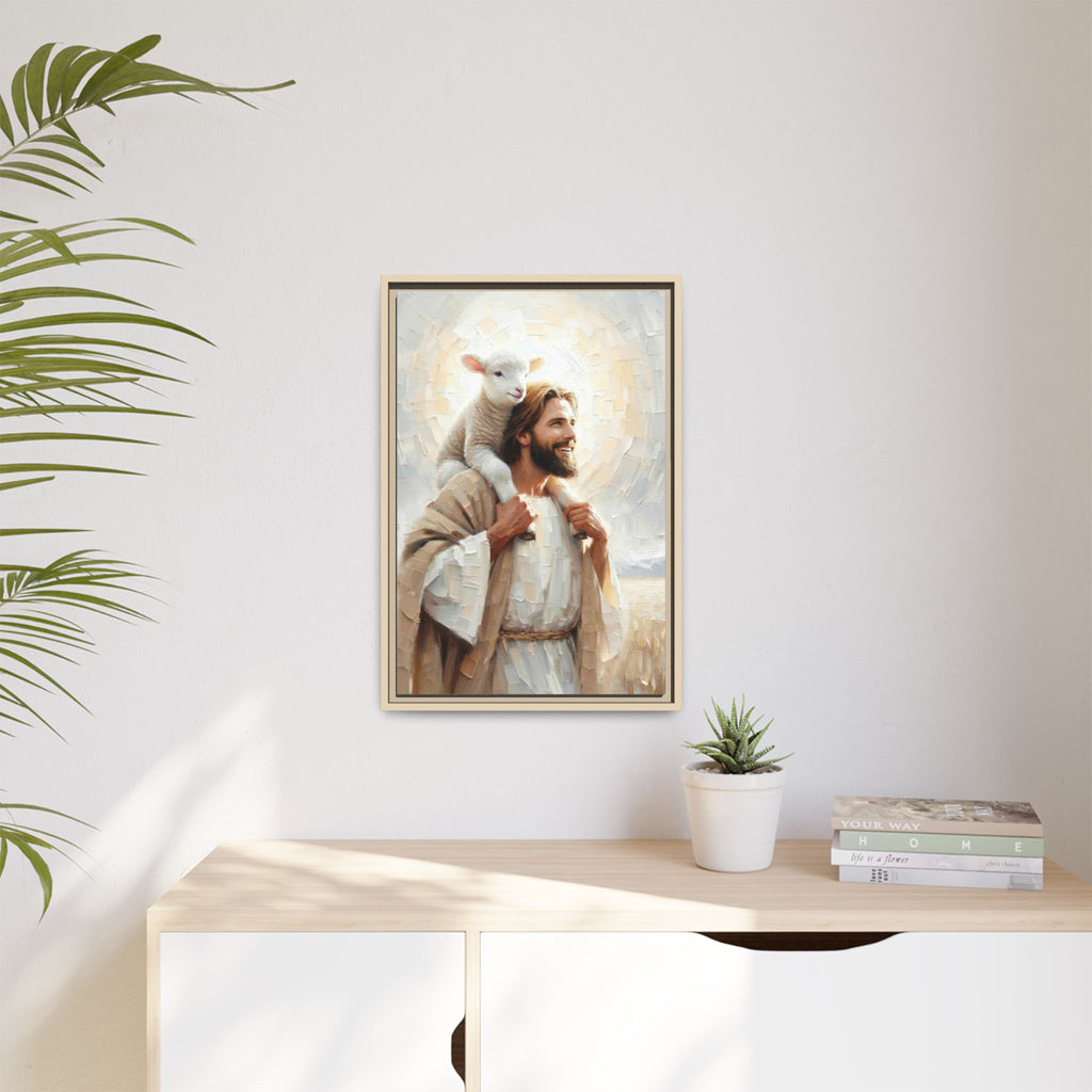 Jesus Carrying the Lost Lamb — Christian Canvas Wall Art