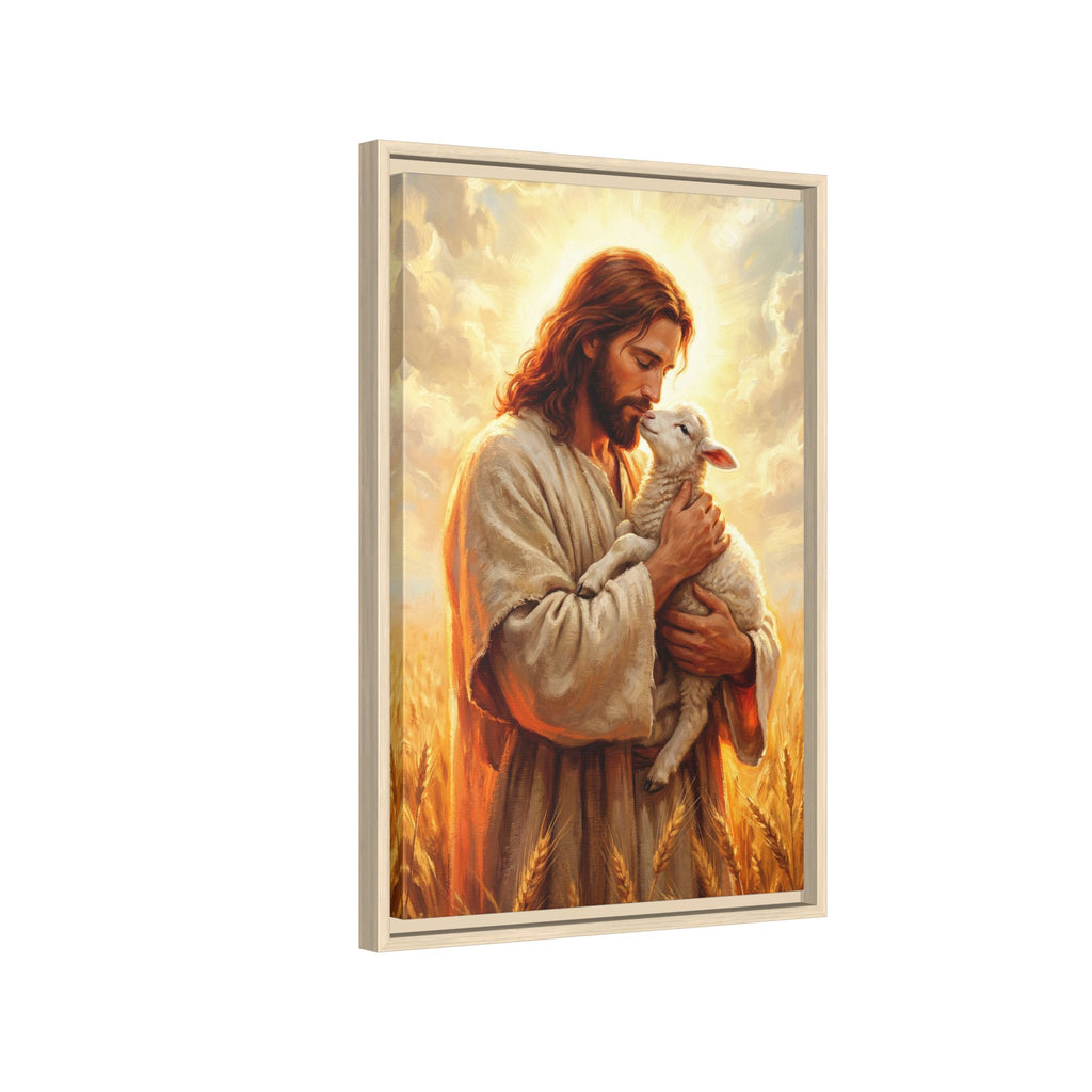 Jesus Holding Lost Lamb — Christian Canvas Wall Art