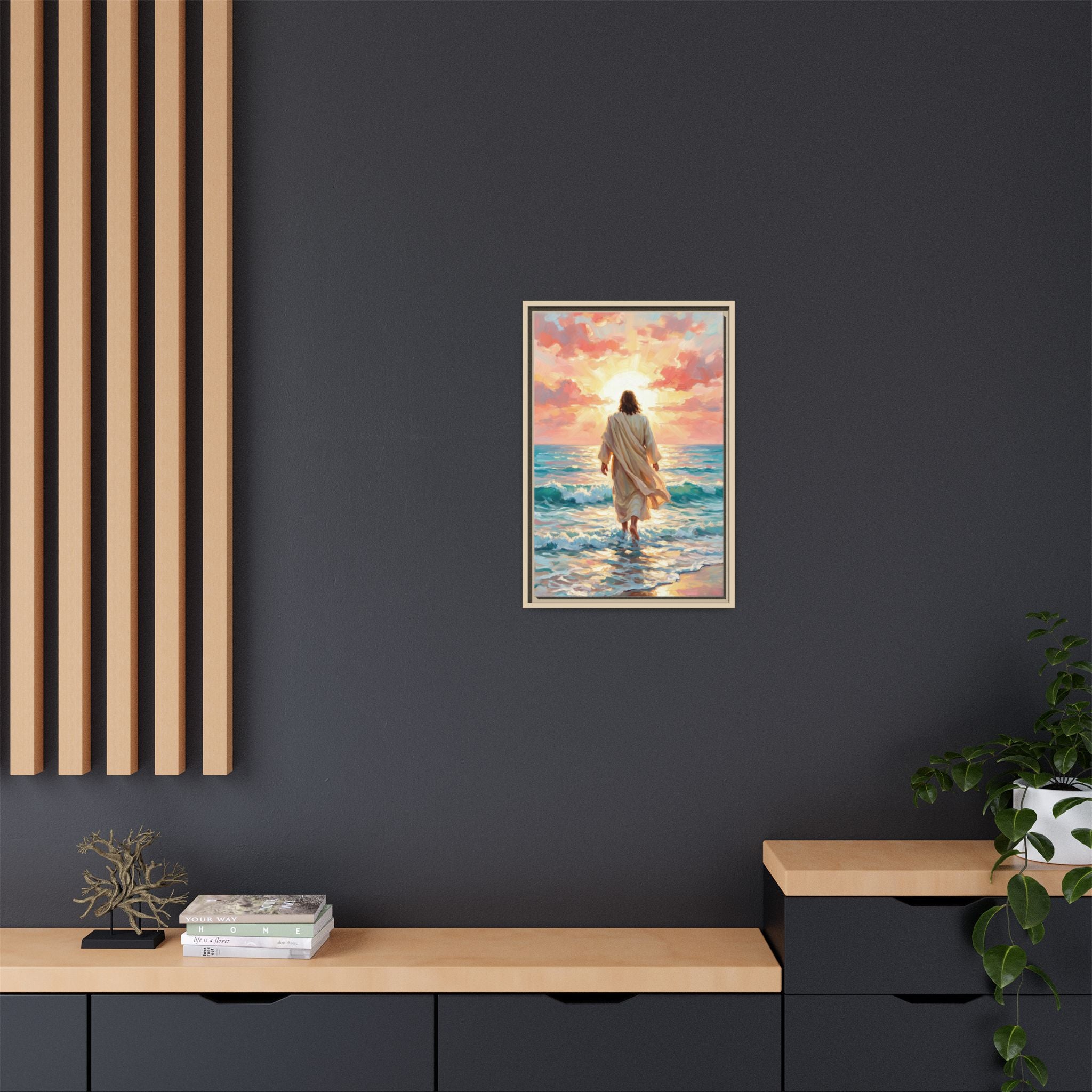 Jesus Walks On The Beach — Christian Canvas Wall Art