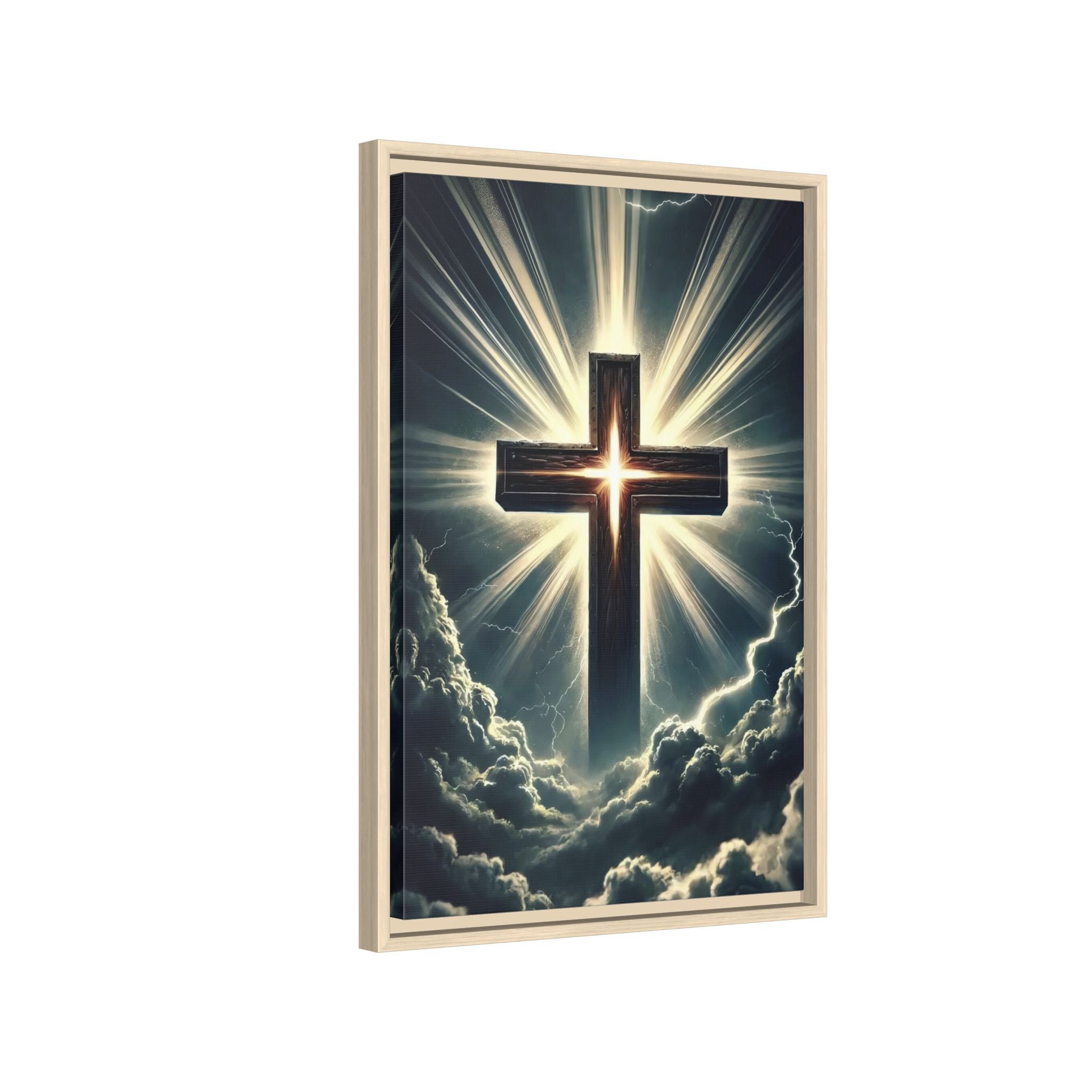 Luminous Cross in Storm — Christian Canvas Wall Art