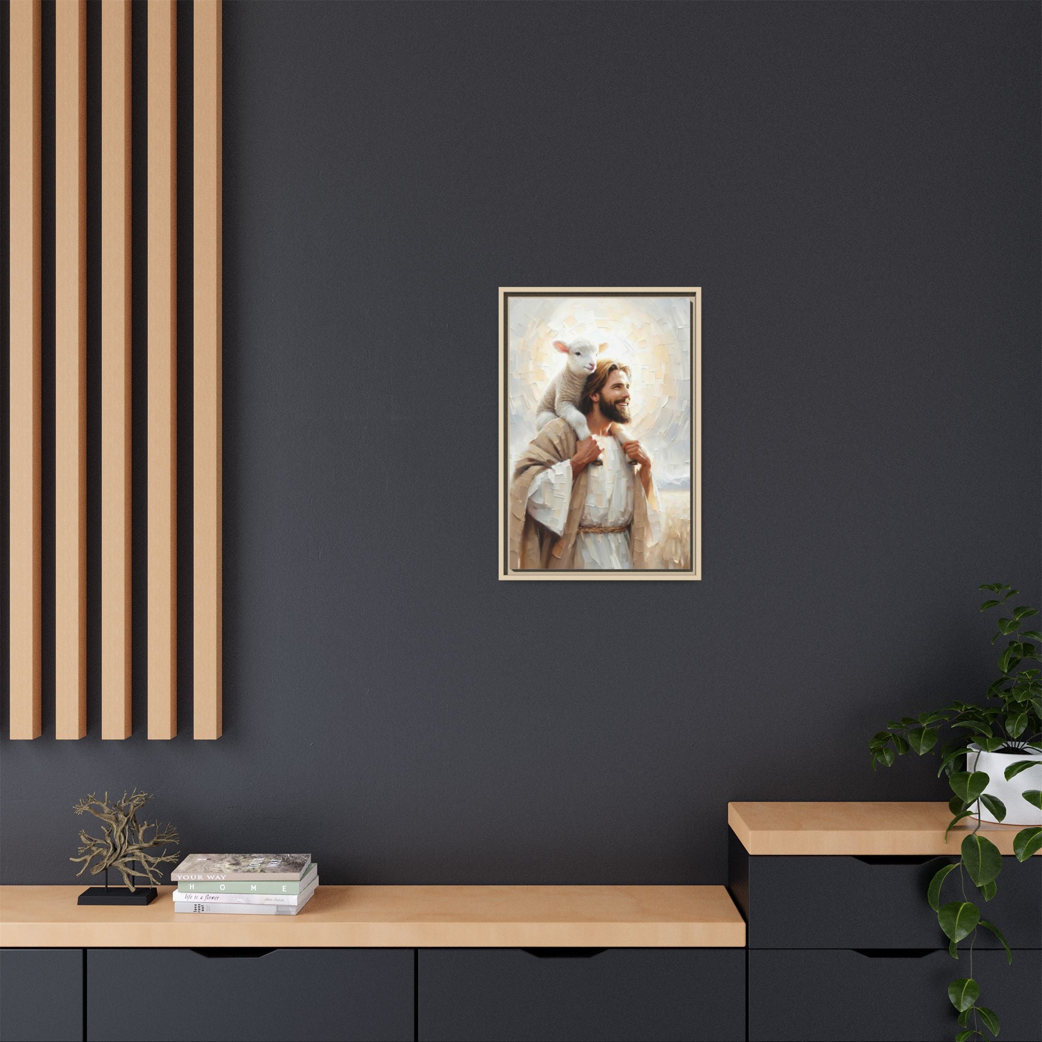 Jesus Carrying the Lost Lamb — Christian Canvas Wall Art