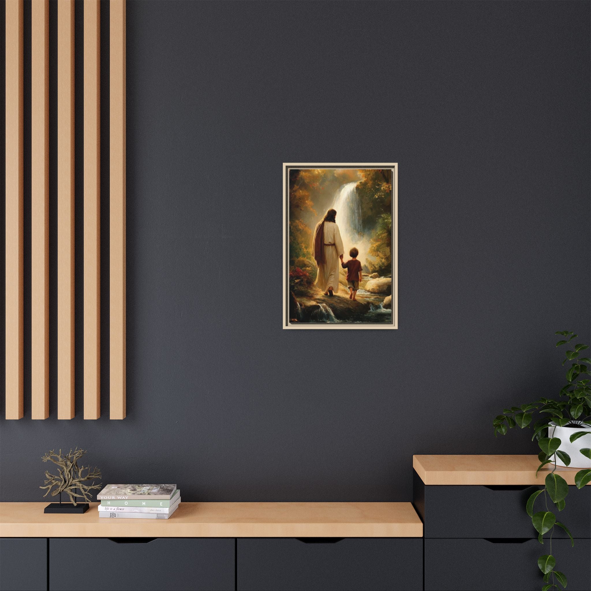 Jesus Walking with Child — Christian Canvas Wall Art