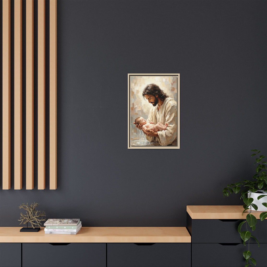 Jesus Baptizing Infant Child — Christian Canvas Wall Art