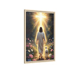Jesus and Lamb Walking to Cross — Christian Canvas Wall Art