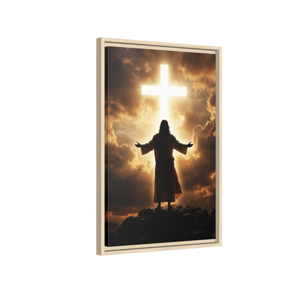 Jesus and Glowing Cross — Christian Canvas Wall Art