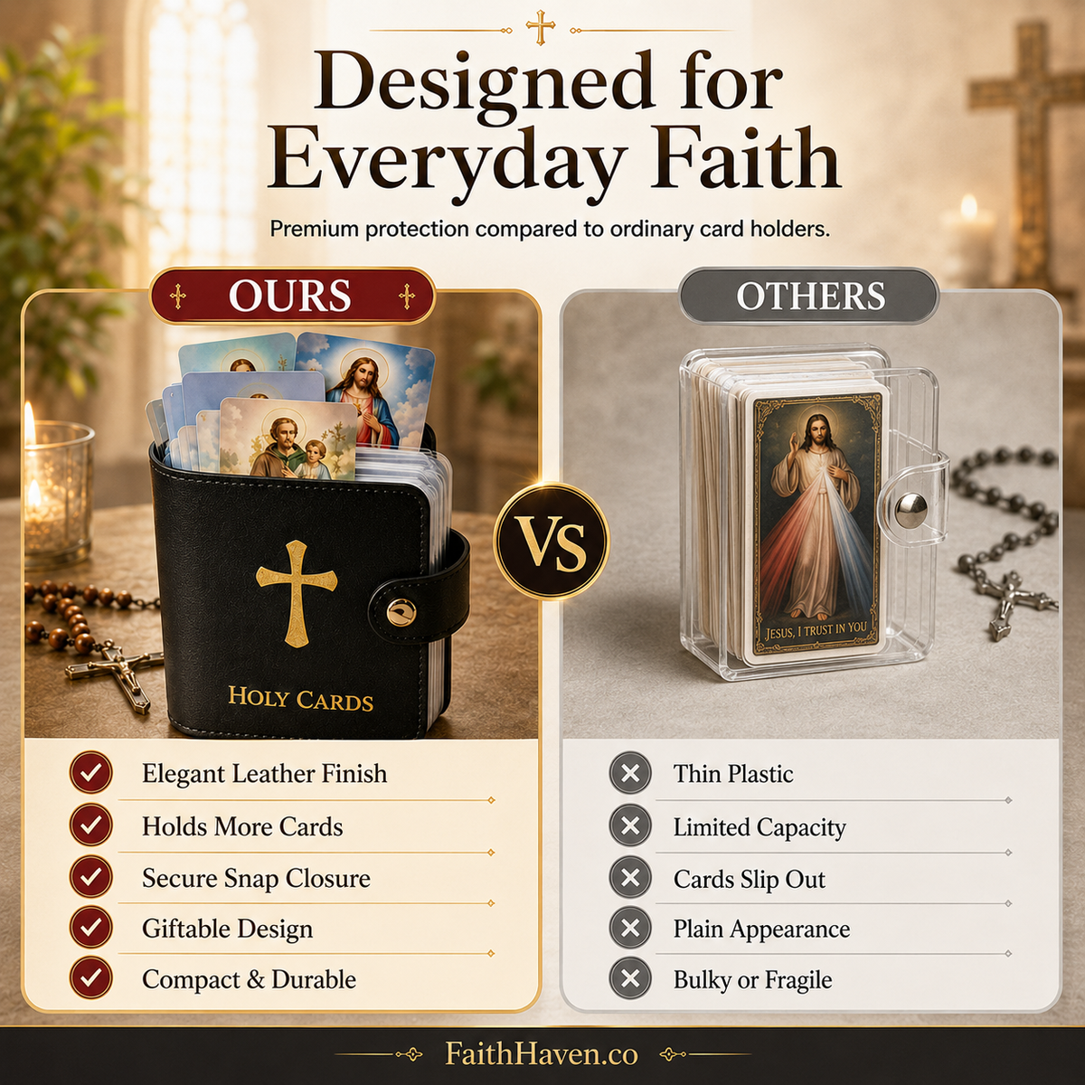 54 Assorted Catholic Holy Cards with Premium Pocket Holder