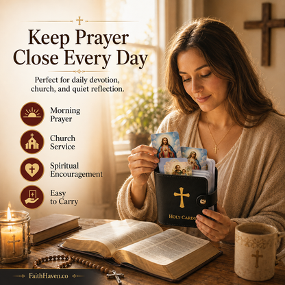 54 Assorted Catholic Holy Cards with Premium Pocket Holder